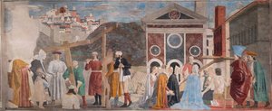 Fund af de tre kors og verificering af korset, fra historierne om det sande kors (fresko) af Piero della Francesca
