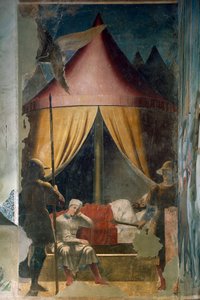 Historien om det sande kors. Konstantins drøm. (fresco, mellem 1459-1466) af Piero della Francesca