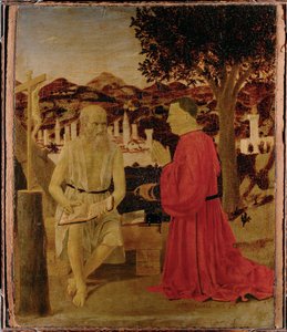 Sankt Hieronymus og en hengiven (maleri på træ) af Piero della Francesca