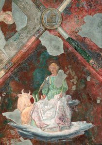 Sankt Lukas. Detalje af en freske tilskrevet Piero della Francesca (1410 / 1420-1492). San Michele kapel. Basilikaen Santa Maria Maggiore (Holy Mary Major), Rom. af Piero della Francesca