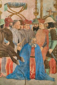 Slaget mellem Heraklius og Chosroes, detalje af Historierne om det sande kors: henrettelse af kong Chosroes (fresko) af Piero della Francesca