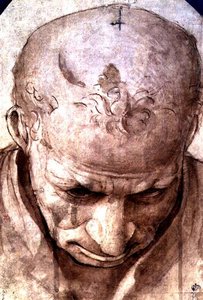 Hoved af en ældre mand (pen, brunt blæk og vask) af Piero di Cosimo