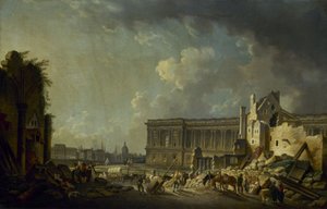 Rydning af Louvres søjlegang, ca. 1756 (olie)