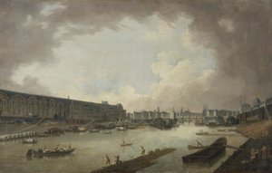 Grande Galerie, Pont-Neuf og Ile de la Cité, set fra Pont Royal, ca. 1775 (olie på lærred)