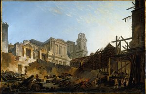 Foire Saint-Germain efter branden natten mellem 16. og 17. marts 1762, ca. 1762 (olie)