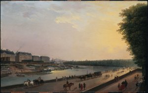 Seinen ved Grenouillère, udsigt fra Tuileriernes terrasse ved vandet, ca. 1777 (olie på træ)