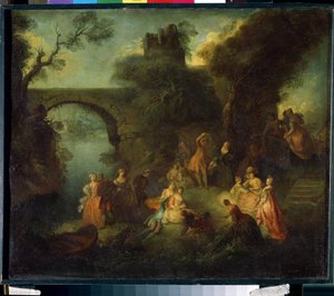 Dans nær floden (Dans ved floden). Maleri af Pierre-Antoine Quillard (Pierre Antoine Quillard