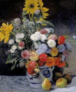 Blandede blomster i en fajance af Pierre-Auguste Renoir