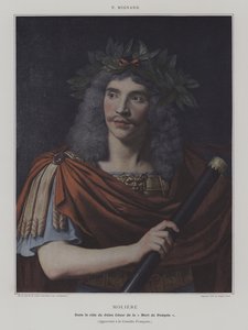 Moliere i rollen som Jules Cesar de la "Mort de Pompee" (Moliere i rollen som Julius Cæsar i Pompejus død) (farvefoto) af Pierre (after) Mignard