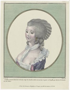 Gallerie des Modes et Costumes Français, 1781, oo 221: Coeffure opkaldt efter levitten (...) af Pierre Adrien Le Beau