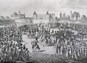 Franskmændenes triumferende indtog i Warszawa den 28. november 1806 af Pierre Adrien Le Beau