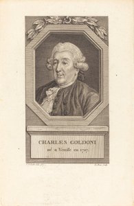 Charles Goldoni af Pierre Adrien Le Beau after Charles Nicolas Cochin II