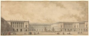 Første genopbygningsprojekt af Versailles-slottet præsenteret for kong Louis XVI, ca. 1785. af Pierre Adrien Paris