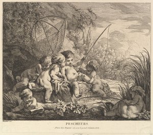 Børn Fiskeri, ca. 1738. af Pierre Alexandre Aveline