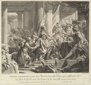 Sancho forfulgt af hertugens køkkendrenge, 1700-tallet. af Pierre Alexandre Aveline