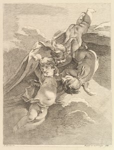 Three Loves Holding a Draperie Three Loves Holding a Draperie, fra Premier Livre de Gro.... af Pierre Alexandre Aveline