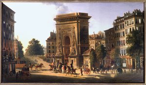 Boulevard du Temple og Porte Saint Denis, Paris, ca 1810 (maleri) af Pierre Alexandre Pau de Saint Martin