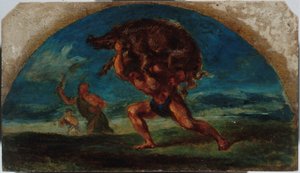 Skitse til Salon de la Paix i Hôtel de Ville i Paris: Hercules and the Erymanthem Boar, efter Delacroix, mellem 1852 og 1854 (olie)