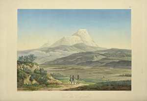 Udsigt over Cajambe, graveret af Bouquet, illustration fra 