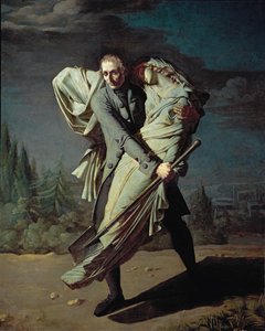 Young og hans datter ... (olie på lærred) af Pierre Antoine Augustin Vafflard