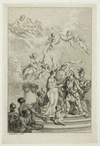 Allegori om ægteskabet af Dauphin Louis med Infanta Maria Theresa af Spanien af Pierre Antoine Baudouin