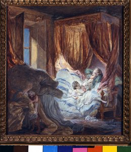 Bruden er nysgerrig. Maleri af Pierre Antoine Baudouin (1723-1769). Paris, Museum for Dekorativ Kunst