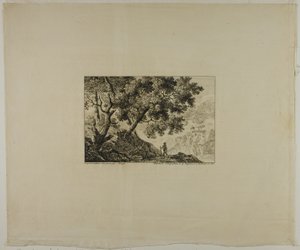 Landskab med mand, der bærer stav af Pierre Antoine Mongin