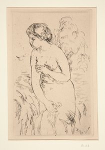 Baigneuse debut, ? mi-jambes (stående bader, ned til knæene) af Pierre Auguste Renoir