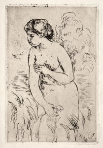 Badende stående, halvbenet. af Pierre Auguste Renoir