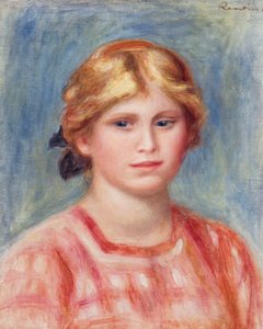 Buste af en kvinde med en rosafarvet bluse, 1905 af Pierre Auguste Renoir