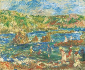 Børn på stranden Guernsey, ca. 1883 af Pierre Auguste Renoir