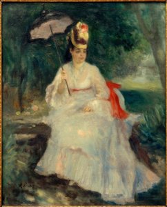Kvinde med en parasol i haven af Pierre Auguste Renoir