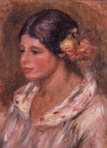 Pige med roser i håret af Pierre Auguste Renoir