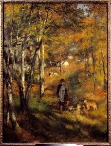 Jules Lecoeur og hans hunde i Fontainebleau-skoven. Maleri af Pierre Auguste Renoir (1841-1919) af Pierre Auguste Renoir