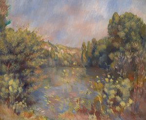Lakeside Landskab, ca. 1889 af Pierre Auguste Renoir