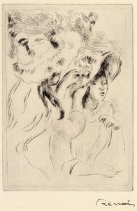 Le Chapeau Epignele, Pinning the Hat, c1894. af Pierre Auguste Renoir