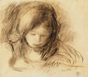Miniforfatter; Coco skrivning, af Pierre Auguste Renoir