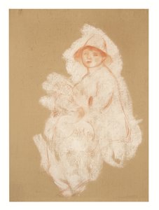Mother and Child (Maternity) (sanguine og hvidt kridt på papir lagt på lærred) af Pierre Auguste Renoir