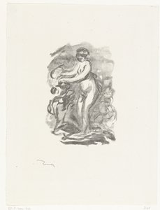 Nøgen kvinde stående ved siden af ​​vin Femme au cep de vigne af Pierre Auguste Renoir