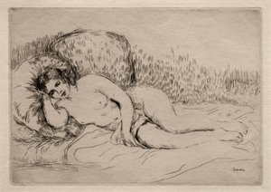 Nøgen kvinde tilbagelænet af Pierre Auguste Renoir