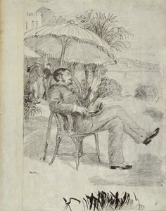 På terrassen af et hotel i Bordighera: Maleren Jean Martin gennemgår sit lovforslag, 1881 af Pierre Auguste Renoir
