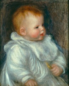 Portræt af Coco på en blå baggrund af Pierre Auguste Renoir