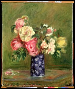Roser i en blå vase af Pierre Auguste Renoir
