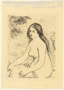 Siddende nøgen kvinde af Pierre Auguste Renoir