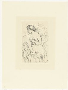 Stående nøgen kvinde eller badende Baigneuse debout a mi jambes af Pierre Auguste Renoir