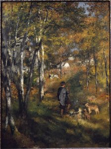 Maleren Jules Le Coeur med sine hunde i skoven Fontainebleau Maleri af Pierre-Auguste Renoir (1841-1919) 1866 Dim 105x79 cm Sao Paulo, Museum of Art, Brasilien af Pierre Auguste Renoir