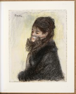 Den tilslørede kvinde, ca. 1877-79 (kridt, pastel, papir) af Pierre Auguste Renoir