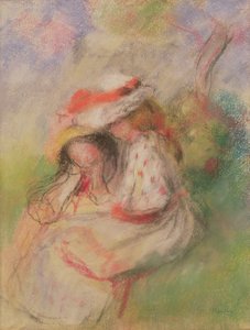 To unge piger i en have, ca. 1885 (pastel)