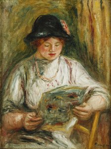 Kvinde læsning; Kvinde læser, ca. 1910-12 af Pierre Auguste Renoir
