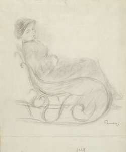 Kvinde siddende i en stol (recto); Kvinde i en stol, set bagfra (verso) af Pierre Auguste Renoir